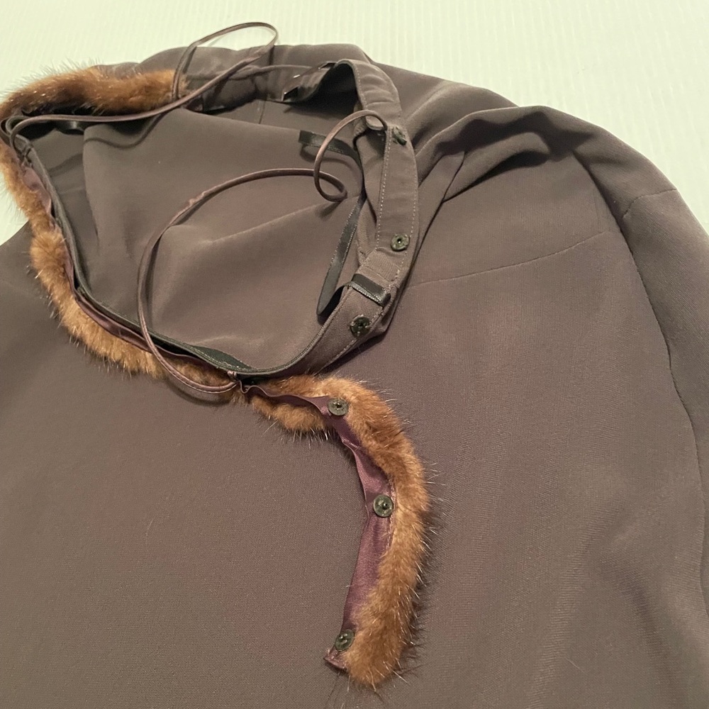 Tahari Striking Mink trimmed Spaghetti Strap Dress - Picture 8 of 13